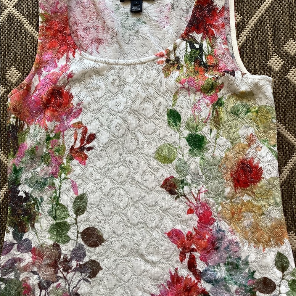 St. John Multicolor Floral Sleeveless Top Size M